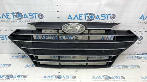 Решітка радіатора grill у зборі Hyundai Elantra AD 19-20 з емблемою без радара, пісок, надламані кріплення, зламані кріплення