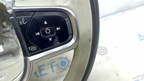 Руль голый Volvo XC90 16-26 кожа серая, с кнопками, с подогревом, без лепестков, царапины, потерт, под химчистку, откусана фишка подогрева
