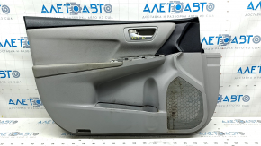 Обшивка дверей картка передня ліва Toyota Camry v55 15-17 usa сіра, верх чорний, підлокітник сіра шкіра, під чистку, подряпини