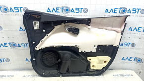 Обшивка двери карточка передняя левая Toyota Prius 50 16-17 черная с серой вставкой, подлокотник кожа, с ручкой, под химчистку, царапины