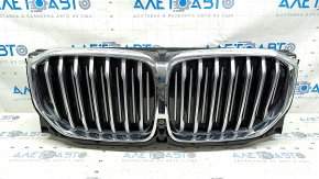 Решітка радіатора grill у зборі BMW X5 G05 19-23 з жалюзі дефлектором радіатора 3.0T з моторчиком, X-LINE, під камеру 360, хром, надломи, тріщини, пісок