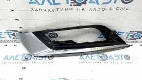 Решітка переднього бампера ліва Ford Fusion mk5 17-18 під птф LED глянець, з хром молдингом, зламане кріплення, пісок