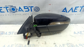 Зеркало боковое левое в сборе VW Passat b8 16-19 USA 10+2 пинов, поворотник, BSM, черный, царапины