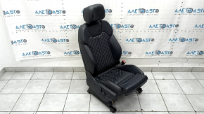 Пасажирське сидіння Audi Q5 80A 18-20 з airbag, електричне, підігрів, шкіра чорна з сірим рядком, Sport, S-Line, дефект шкіри