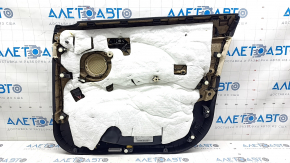 Обшивка двери карточка передняя левая BMW X1 F48 16-22 кожа Dakota бежевая с черным beige/schwarz, подсветка, вставка под дерево, подлокотник бежевая кожа, с ручкой и накладками, потерта ручка, царапи
