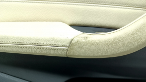 Обшивка дверей картка задня ліва BMW X1 F48 16-22 шкіра Dakota бежева з чорним beige/schwarz, підсвічування, вставка під дерево, підлокітник бежева шкіра, з ручкою та накладками, надрив, подряпини, пі