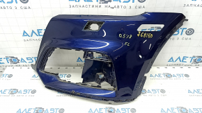 Бампер передній голий ліва частина Audi Q5 80A 18-20 під омивач фари без park assist, S-Line, без заглушки, синій, пісок, тріщини у кріпленні, надламане кріплення