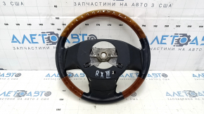 Руль голый Lexus RX350 RX450h 10-15 дорест кожа черный, светлое дерево, царапины, тычки, потертости