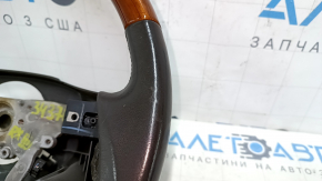Руль голый Lexus RX350 RX450h 10-15 дорест, кожа коричневая с темным деревом, протерта кожа, трещина на накладке