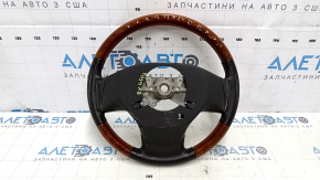 Руль голый Lexus RX350 RX450h 10-15 дорест, кожа коричневая с темным деревом, протерта кожа, трещина на накладке