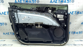 Обшивка дверей картка передня права Ford Fusion mk5 17-20 titanium, чорна з чорною вставкою шкіра, підлокітник шкіра, графіт молдинг, з накладкою склопідйомника, подряпини