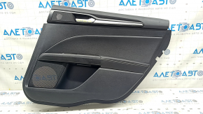 Обшивка дверей картка ззаду права Ford Fusion mk5 17-20 titanium, чорна шкіра з чорною вставкою шкіра, підлокітник шкіра, молдинг графіт, з накладкою склопідйомника, подряпини