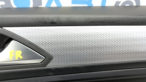 Обшивка дверей картка передня права VW Tiguan 22-24 чорна, підлокітник шкіра чорна біла строчка, вставка шкіра чорна, сірий молдинг, з пищалкою, з ручкою