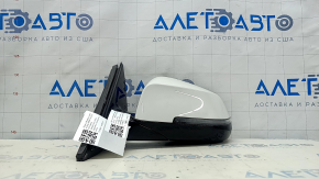 Зеркало боковое левое в сборе BMW 5 F10 14-16 9 пинов, поворотник, подогрев, BSM, камера, белое, царапины, потертость, песок