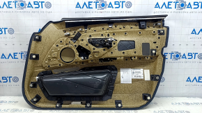Обшивка дверей картка передня ліва BMW 5 F10 11-16 чорна шкіра з бежевим venetobeige, підсвічування, вставка під дерево, з ручкою, тріщини на шкірі, під чистку