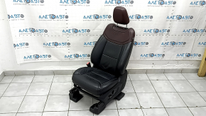 Водійське сидіння Ford Explorer 20-24 з AIRBAG, електричне, підігрів, вентиляція, пам'ять, шкіра чорно-коричнева, Platinum, тріщини, подряпини, зламане кріплення накладки
