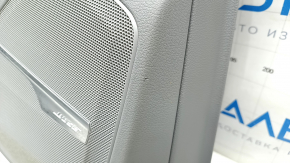 Обшивка дверей картка задня ліва Audi Q7 16-19 шкіра сіра BOSE, вставка шкіра сіра, молдин під темне дерево та чорний глянець, підлокітник шкіра сіра, з ручкою та накладками, прим'ятість, тичка