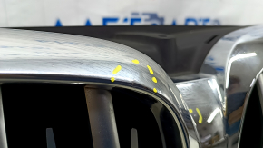 Решетка радиатора grill в сборе BMW X5 G05 19-25 с жалюзи дефлектором радиатора 3.0T с моторчиком, X-LINE, под камеру 360, хром, песок, вздулся хром