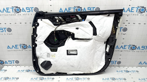 Обшивка двери карточка передняя левая BMW X5 G05 19-22 кожа schwarz/Elfenbein-Weiss, вставка под дерево Fineline Stripe, подлокотник кожа бежевая, с ручкой и накладками, под память и массаж, царапины