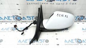 Зеркало боковое левое в сборе Audi A6 C7 12-18 14+2 пинов, под автосклад, BSM, поворотник, автозатемнение, с крышкой, белое, царапины