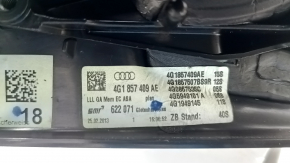 Зеркало боковое левое в сборе Audi A6 C7 12-18 14+2 пинов, под автосклад, BSM, поворотник, автозатемнение, с крышкой, белое, царапины