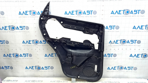 Обшивка двери карточка задняя правая Mazda CX-5 17-25 с черной вставкой кожа, подлокотник кожа черный, молдинг серый, с ручкой, примята