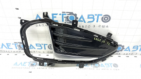 Грати переднього бампера права Ford Edge 19-24 під ПТФ, чорний глянець з хром молдингом, подряпини