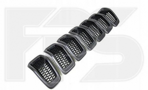 Решетка радиатора grill Jeep Cherokee KL 14-18 дорест сер комплект 7шт
