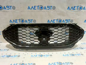 Решетка радиатора grill Ford Edge 19-24 под камеру, ST, черный глянец