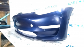 Бампер передний голый Tesla Model 3 18-23 под парктроники синий PPSB, царапины