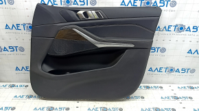 Обшивка дверей картка передня права BMW X5 G05 19-23 шкіра чорна, вставка під дерево Alu Mesheffect, підлокітник шкіра чорна, з ручкою та накладками тичка, вм'ятина, подряпини, немає заглушки