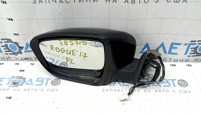 Зеркало боковое левое в сборе Nissan Rogue 17-20 7 пинов, подогрев, поворотник, черное