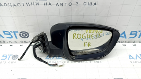 Дзеркало бічне праве у зборі Nissan Rogue 17-20 7 пінів, підігрів, поворотник, чорне, подряпина