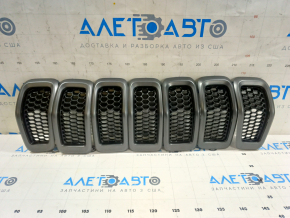 Решетка радиатора grill Jeep Cherokee KL 14-18 дорест, графит, комплект 7шт Trailhawk