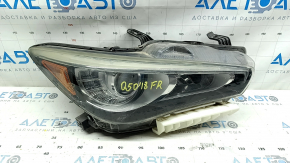 Фара передня права в зборі Infiniti Q50 18-20 без AFS з нижнім кріпленням, LED, контакт з водою, подряпини