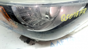 Фара передняя правая в сборе Infiniti Q50 18-24 без AFS с нижним креплением, LED, контакт с водой, царапины