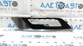 Грати переднього бампера ліва Ford Fusion mk5 17-18 під птф LED глянець, з хром молдингом, пісок
