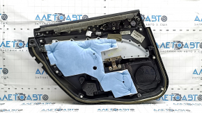 Обшивка дверей картка задня права Ford Fusion mk5 17-20 чорна з сірою вставкою шкіра, підлокітник шкіра, сірий молдинг структура, тріснуть молдинг