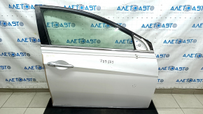 Двері в зборі передня права Hyundai Sonata 11-15 hybrid, білий WW7, прим'ятість