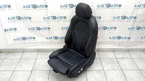Водійське сидіння BMW 5 G30 17-20 з airbag, електричне, підігрів, шкіра Dakota, чорна, Sport, потерто, потріскано