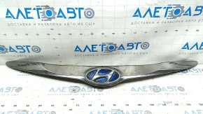 Грати радіатора grill Hyundai Sonata 11-15 hybrid, з емблемою, поліз лак, пісок