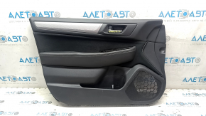 Обшивка двери карточка передняя левая Subaru Legacy 15-18 черн с черн вставкой ткань, подлокотник черн кожа, молдинг серый структура, царапины