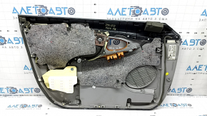Обшивка дверей картка передня права Toyota Camry v40 сіра, підлокітник сіра шкіра, вставка під дерево, без керування, побілів пластик