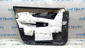 Обшивка двери карточка передняя правая Nissan Rogue 14-16 черн с черн вставкой пластик, молдинг под карбон глянец, подлокотник кожа, царапины