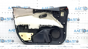 Обшивка двери карточка передняя правая Toyota Prius 50 Prime 17-22 черная, вставка кожа черная, подлокотник кожа черный, царапины