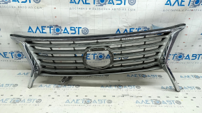Решітка радіатора grill Lexus RX350 RX450H 13-15 рест, без емблеми, тріщини, здувся хром, тички, відламаний фрагмент