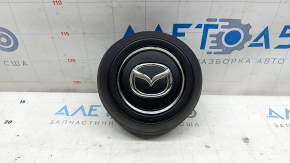 Подушка безопасности airbag в руль водительская Mazda CX-5 19-25 черная с хром обрамлением, царапины, ржавый пирапатрон