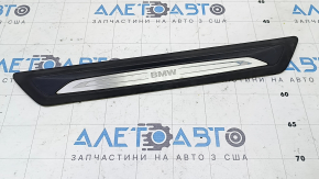 Накладка порога зовнішня передня права BMW X1 F48 16-22 чорна з хром молдингом X-line, Sport-line, обліз хром, подряпини, надлом кріп