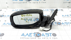 Зеркало боковое левое в сборе Honda Accord 14-17 6 пинов, поворотник, черное, разломан корпус