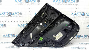 Обшивка дверей картка задня права BMW X5 F15 14-18 шкіра чорна Dakota без шторки, Harman Kardon, вставка та підлокітник чорна шкіра, молдинг під дерево, з підсвічуванням та ручкою, подряпини, надриви,